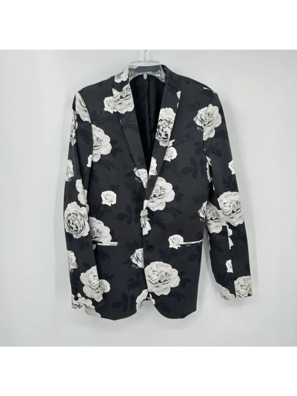 J FERRAR floral jacket blazer sport coat 40L statement prom wedding guest